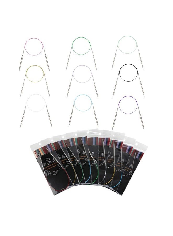 Dasonwin 9Pcs Circular Knitting Needles, 16 Inch (40CM) Stainless Round Knitting Needles Kit 9 Sizes US of 1/2/3/5/6/7/8/9/10,Easy for Beginner and Women and Knitter - Image 1