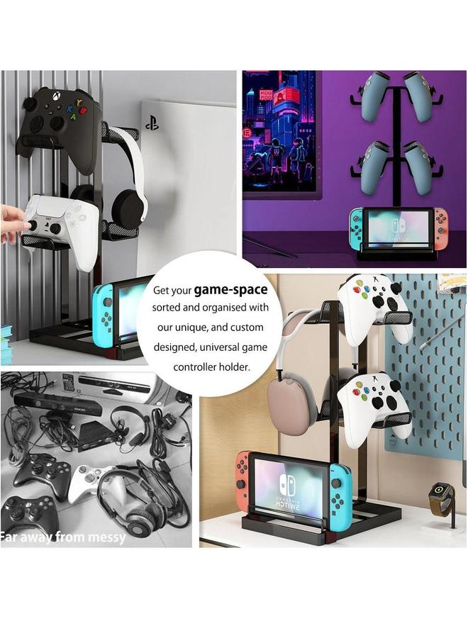 Controller Holder, Game Stand 2 Tier for Desk, Headphone Gaming Accessories, Not Easy to Fall  - Image 3