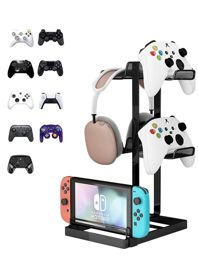 Controller Holder, Game Stand 2 Tier for Desk, Headphone Gaming Accessories, Not Easy to Fall  - Image 1