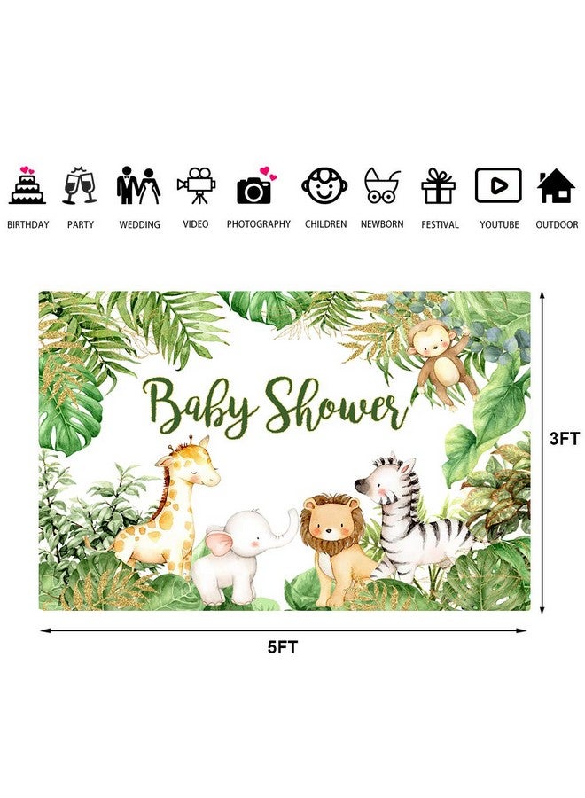 LoveInM خلفية تصوير حفل استقبال مواليد حيوانات السفاري خلفية حفل مواليد الغابة زينة لافتة حفل سفاري للولد دعائم استوديو التصوير 5X3قدم - Image 5