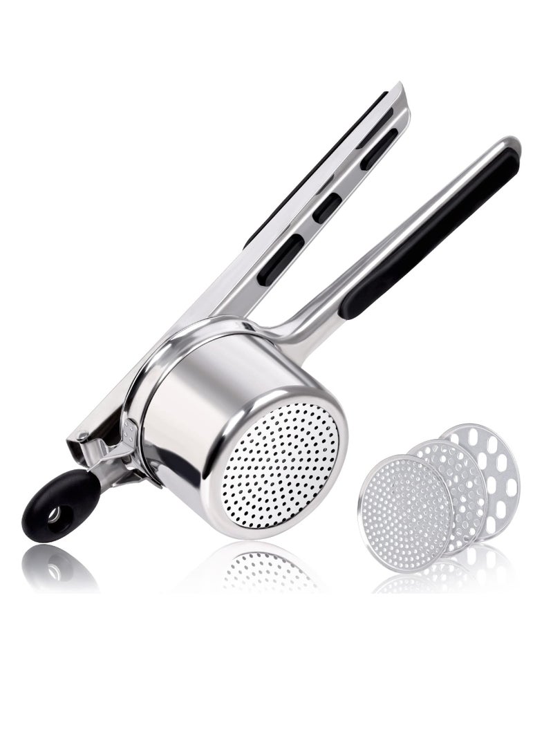 Excefore Potato Ricer Sopito Stainless Steel Potato Masher with 3 Interchangeable Discs, Heavy Duty Potato Masher and Ricer Kitchen Tool - Image 1