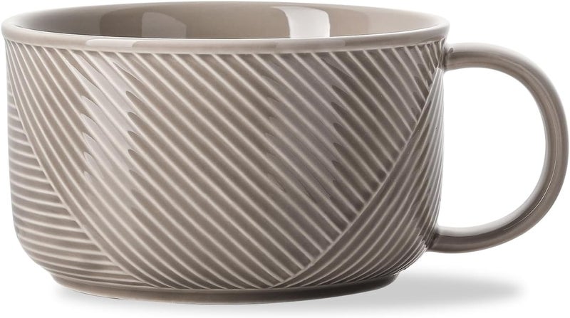 Adewnest Ceramic Soup Bowl with Handle 38 oz Microwave Safe Extra Large Mug for Oatmeal Cereal Breakfast Meal Prep Work Lunch Dorm Living Single Serve Dinner  6 Inch Grey - Image 1