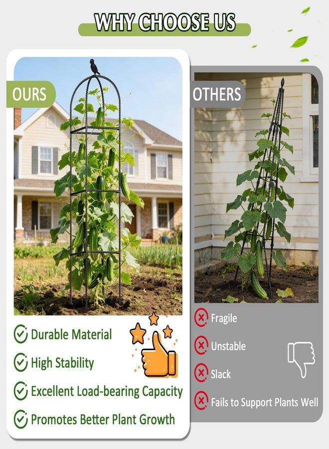 CL FUN Obelisk Garden Trellis for Climbing Plants, 2 Pack 6ft Rustproof Adjustable Heavy Duty Metal Plant Support, Garden Trellis for Indoor Outdoor Potted Climbing Vines, Rose, Flowers, Vegetables - Image 3