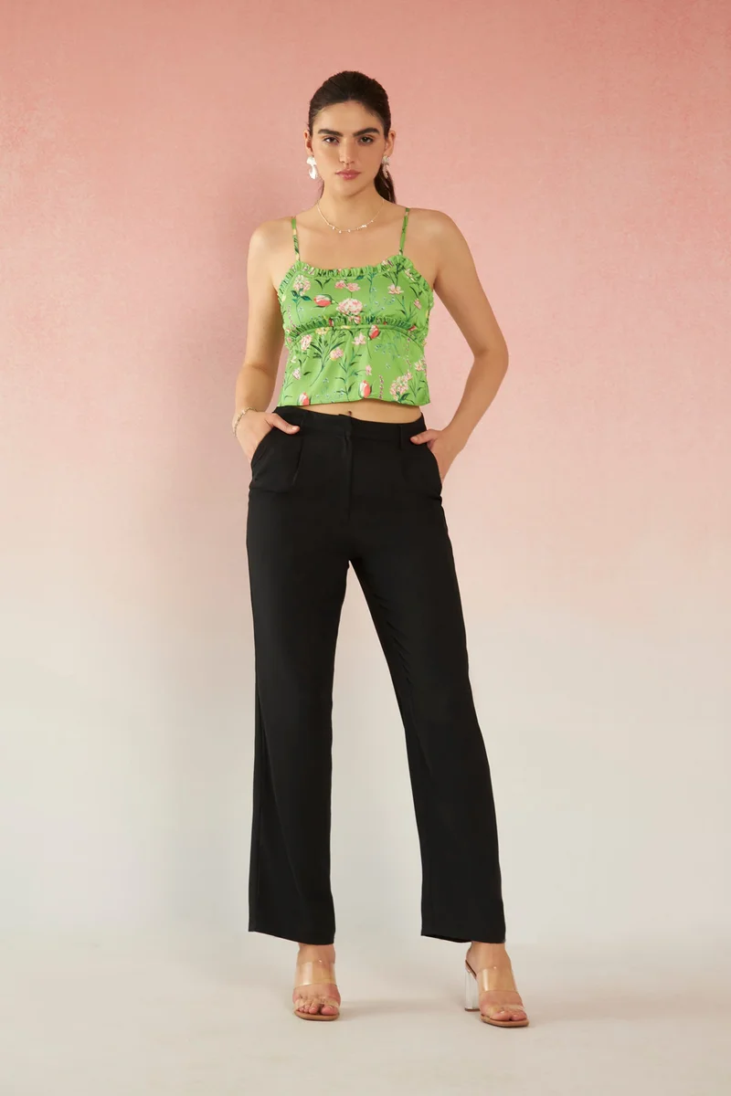 فيرجيو Satin Bustier Vacation Strappy Tops With Ruffles for Women