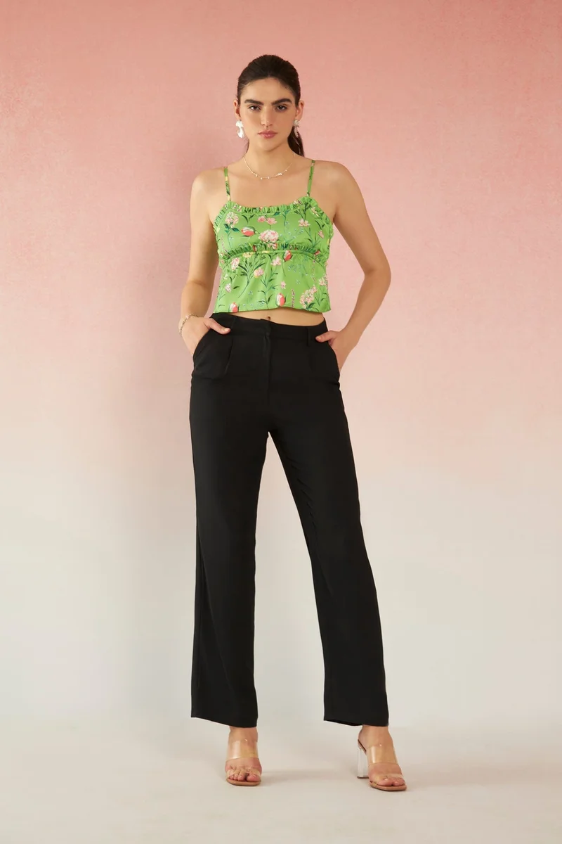 Virgio  Satin Bustier Vacation Strappy Tops With Ruffles for Women for Women | Best Price UAE