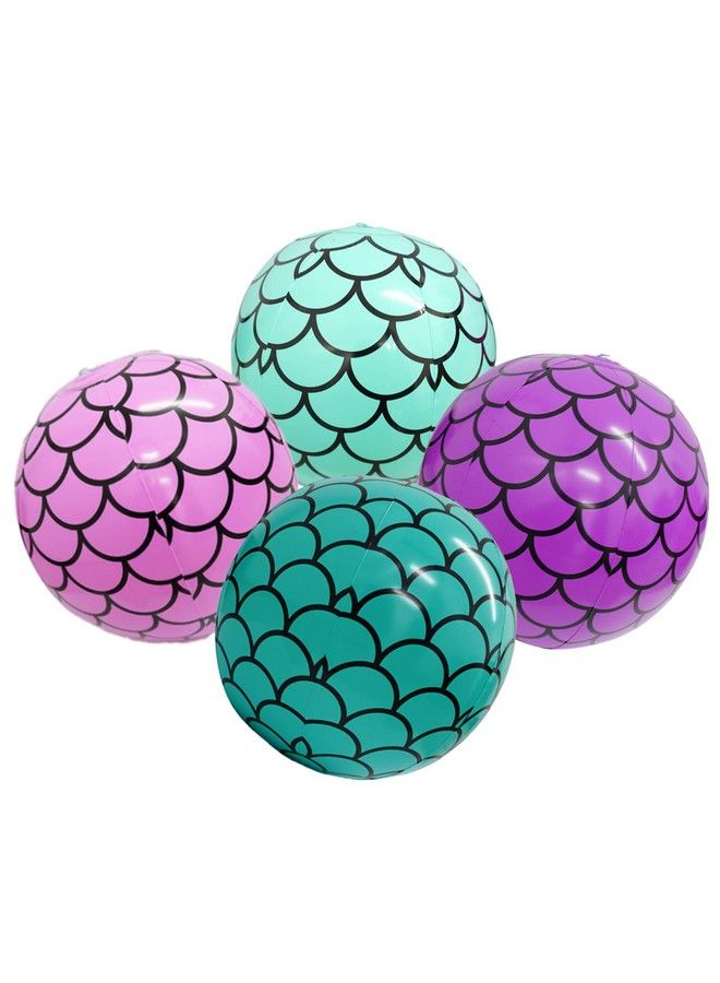 4E's Novelty Mermaid Beach Balls (4 Pack) Mermaid Party Favors Mermaid Party Decorations For Girls Mermaid Birthday Party Supplies Under The Sea Themed Party Decor Gifts For Girls Pool Party - Image 2