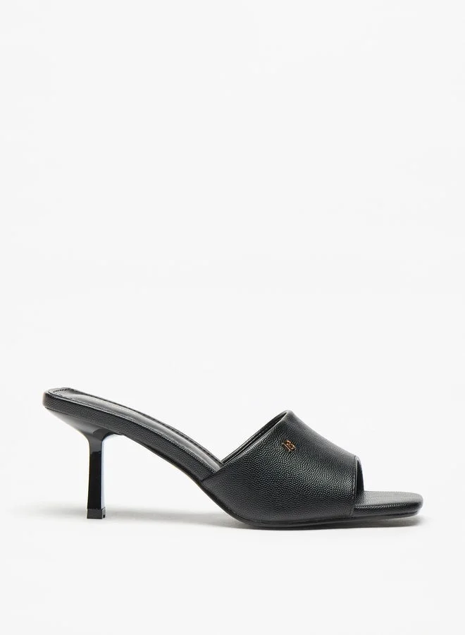 Flora Bella By Shoexpress Logo Accent Slip-On Sandals with Flared Heels