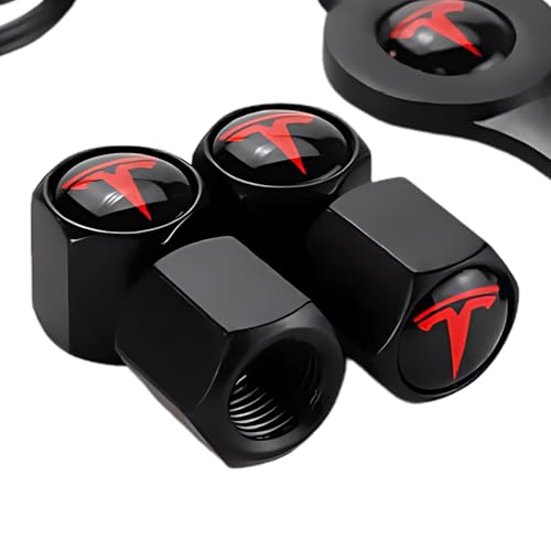 TACTILIAN Red Tire Valve Stem Caps for Tesla Model 3, S, X, Y | Leakproof Aluminum Tire Valve Caps with Rubber O-Rings Compatible with Tesla Car Accessories | Tire Valve Stem Covers Tire Caps 4 Pack - Image 5