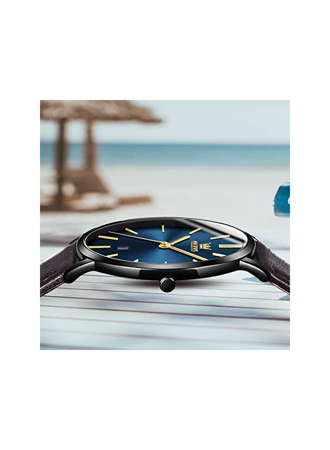 OLEVS Mens Wrist Watches Ultra Thin 6.5Mm Minimalist Business Dress Waterproof  Date  Leather Strap Slim Watches For Men - Image 4