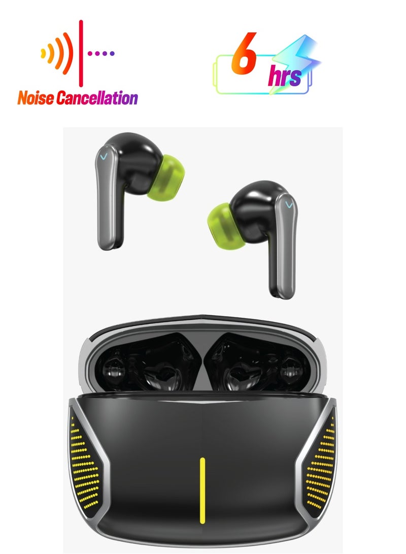 Flex Pro TWS True Wireless ENC Earbuds with RGB Lights and Touch Control / Voice Assistant / Up to 6 Hours Playtime / High Quality Sound / +10m Transmission Range - Black