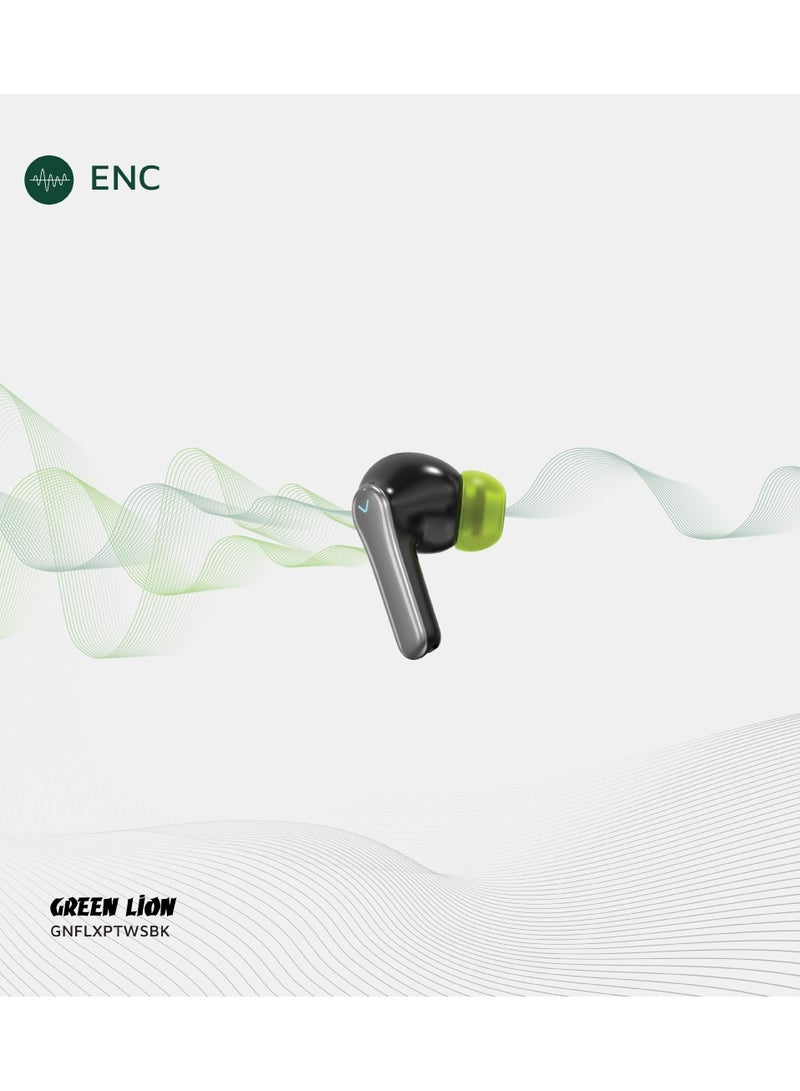 Flex Pro TWS True Wireless ENC Earbuds with RGB Lights and Touch Control / Voice Assistant / Up to 6 Hours Playtime / High Quality Sound / +10m Transmission Range - Black