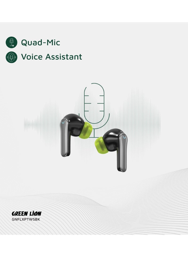 Flex Pro TWS True Wireless ENC Earbuds with RGB Lights and Touch Control / Voice Assistant / Up to 6 Hours Playtime / High Quality Sound / +10m Transmission Range - Black