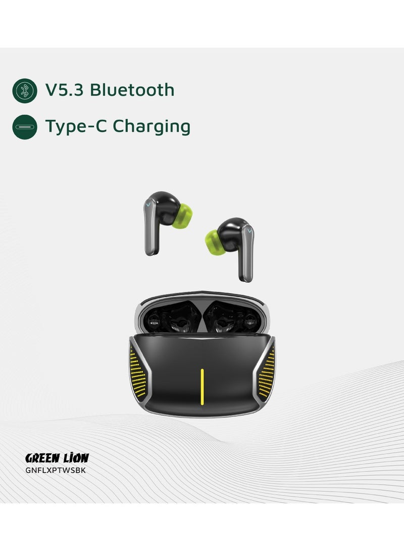 Flex Pro TWS True Wireless ENC Earbuds with RGB Lights and Touch Control / Voice Assistant / Up to 6 Hours Playtime / High Quality Sound / +10m Transmission Range - Black