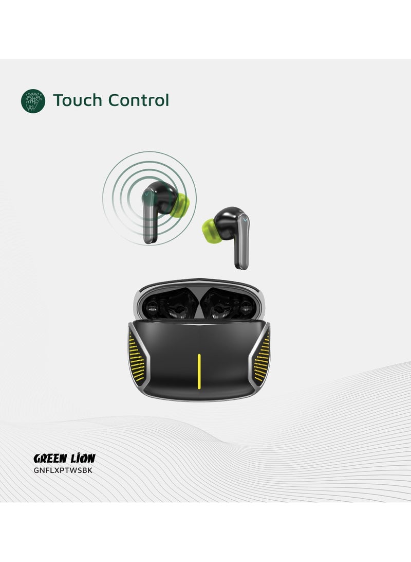 Flex Pro TWS True Wireless ENC Earbuds with RGB Lights and Touch Control / Voice Assistant / Up to 6 Hours Playtime / High Quality Sound / +10m Transmission Range - Black