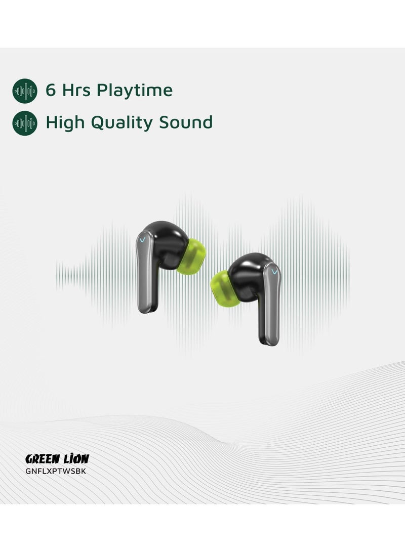 Flex Pro TWS True Wireless ENC Earbuds with RGB Lights and Touch Control / Voice Assistant / Up to 6 Hours Playtime / High Quality Sound / +10m Transmission Range - Black