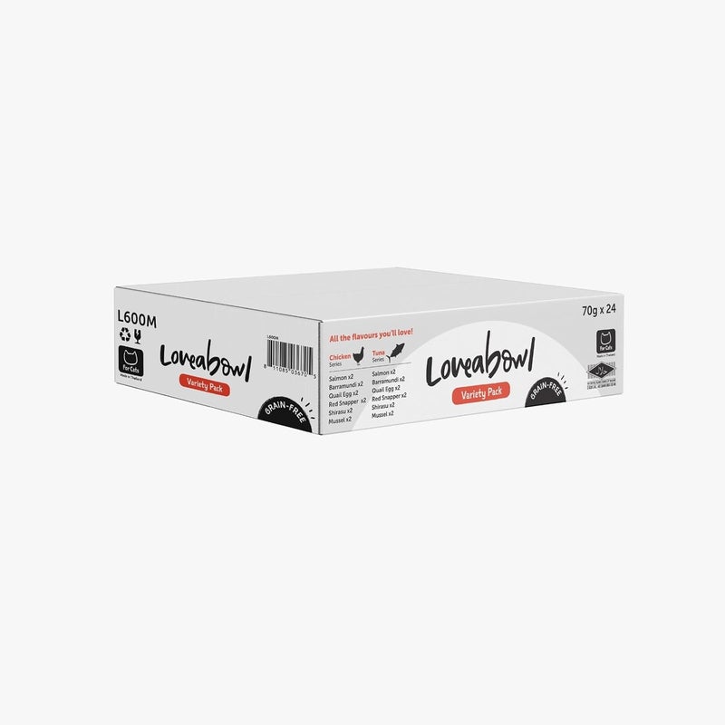 Loveabowl Spec upgraded improved quality Love About Wet Cat Food, Variety Pack, Multi Variety, Tuna Fillets & Chicken Flakes in Gravy, 12 Flavors, 24 Cans, 70g Custom sizing alternatives - Image 2