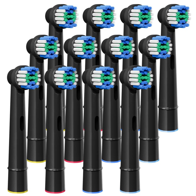 GENKENT 12 Pcs Replacement Brush Heads Compatible with Oral B Braun Electric Toothbrush Heads Black - Image 1