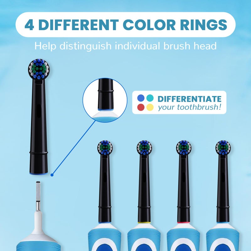GENKENT 12 Pcs Replacement Brush Heads Compatible with Oral B Braun Electric Toothbrush Heads Black - Image 3