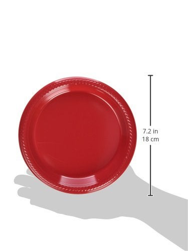 Amscan Big Party Pack Plastic Plates | Apple Red | 50 Pcs. - Image 3