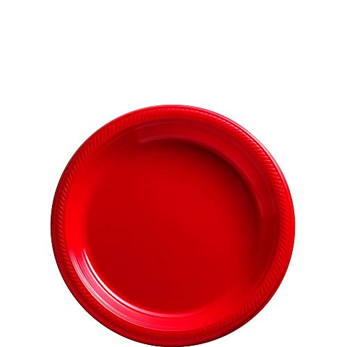 Amscan Big Party Pack Plastic Plates | Apple Red | 50 Pcs. - Image 2