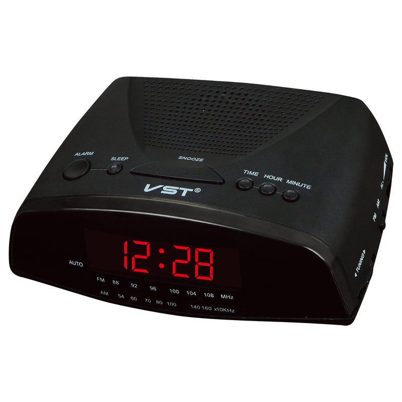 Dual-channel radio digital clock plug-in led clock multi-function desk clock Red 
