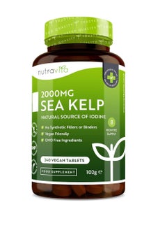 Nutravita Sea Kelp 2000mg  Natural Source of Iodine 240 Vegan Tablets 8 Months Supply  - Image 1