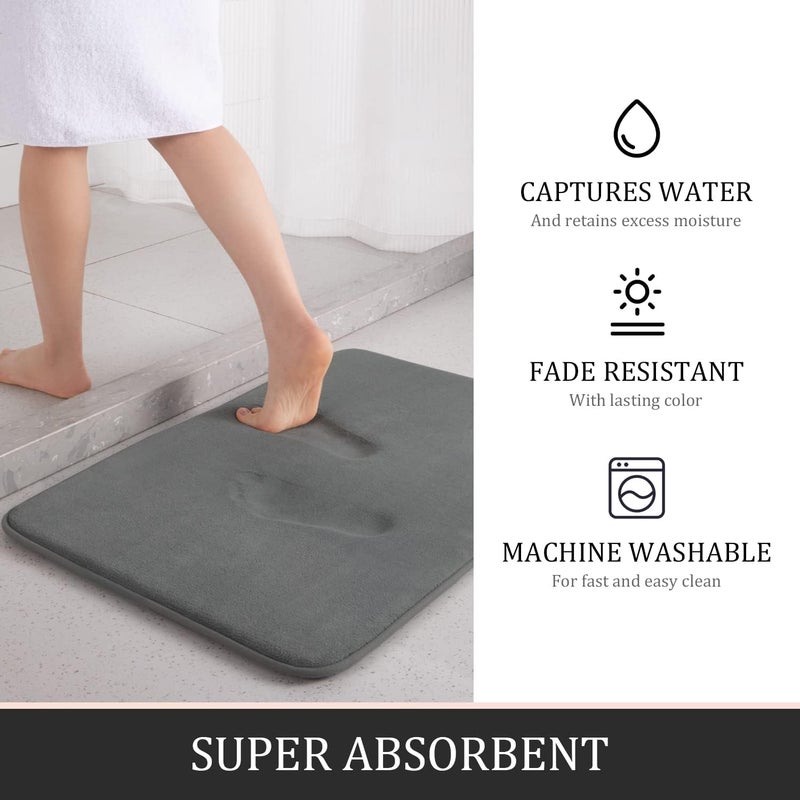 YIHOUSE Bathroom Rug Sets 3 Piece, Memory Foam Bath Mat, Non Slip Super Absorbent Soft Bathroom Mats, Machine Washable Bathroom Floor Mats Sets for Sink,Tub, Shower and Toilet,Dark Grey - Image 4
