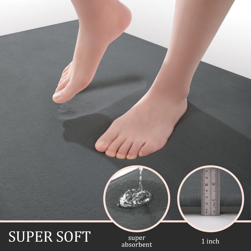 YIHOUSE Bathroom Rug Sets 3 Piece, Memory Foam Bath Mat, Non Slip Super Absorbent Soft Bathroom Mats, Machine Washable Bathroom Floor Mats Sets for Sink,Tub, Shower and Toilet,Dark Grey - Image 3