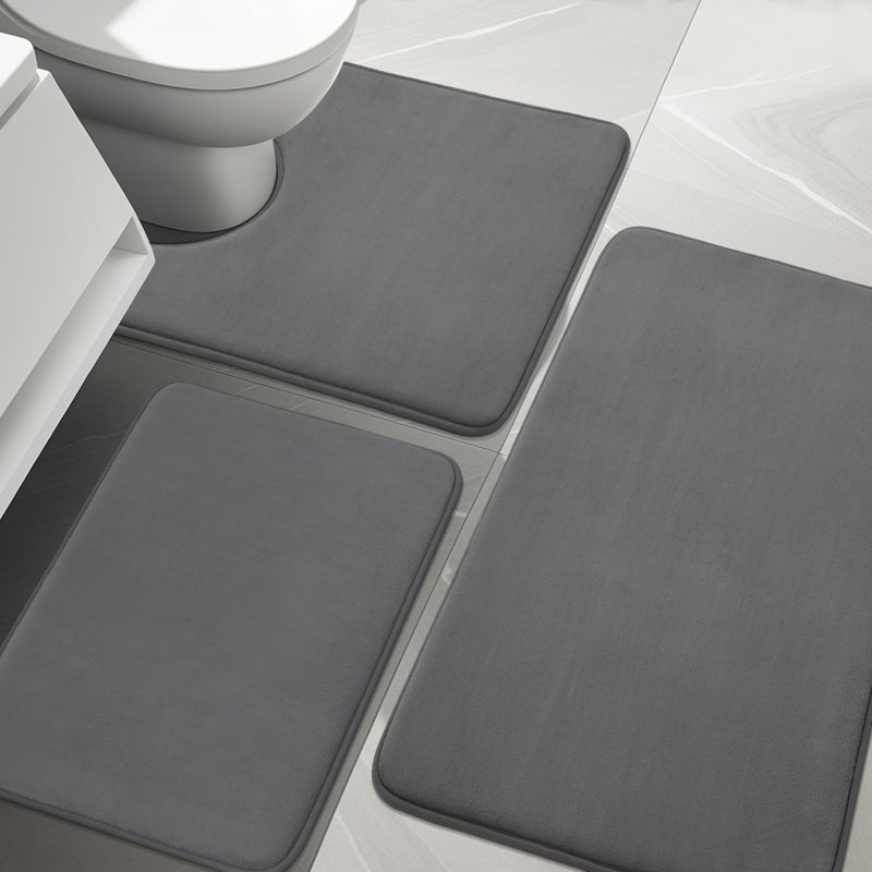 YIHOUSE Bathroom Rug Sets 3 Piece, Memory Foam Bath Mat, Non Slip Super Absorbent Soft Bathroom Mats, Machine Washable Bathroom Floor Mats Sets for Sink,Tub, Shower and Toilet,Dark Grey - Image 1