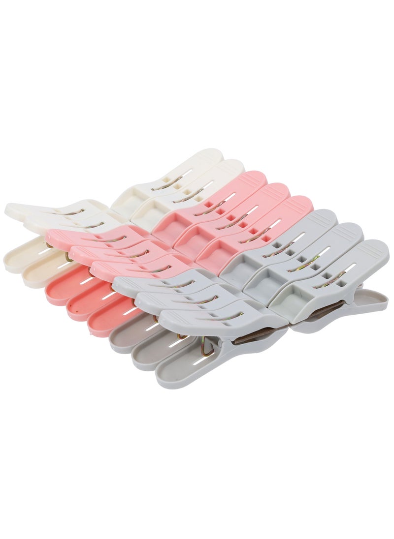 DELCASA 16 Pcs Cloth Clip, Plastic and Iron Pin, DC2006 | Laundry Clothes Pins Clips with Springs | 3 Colors Clothes Drying Line Pegs | Air-Drying Clothing Pin Set  - Image 2