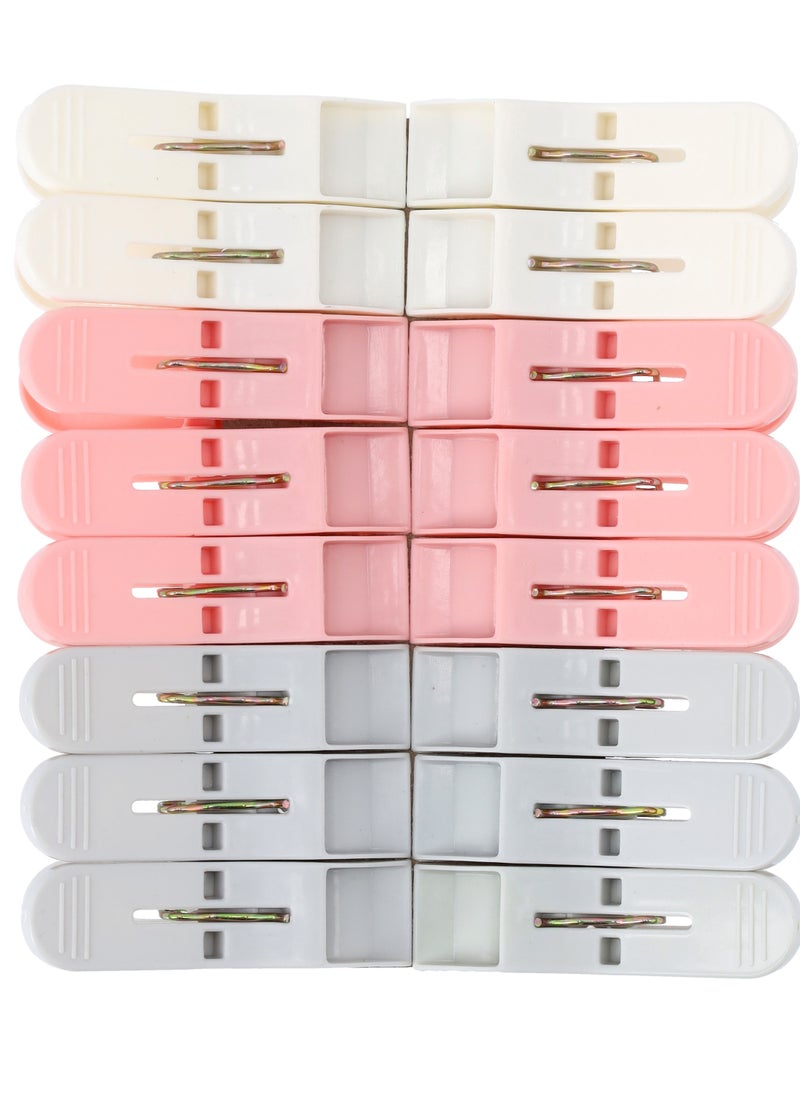 DELCASA 16 Pcs Cloth Clip, Plastic and Iron Pin, DC2006 | Laundry Clothes Pins Clips with Springs | 3 Colors Clothes Drying Line Pegs | Air-Drying Clothing Pin Set  - Image 1
