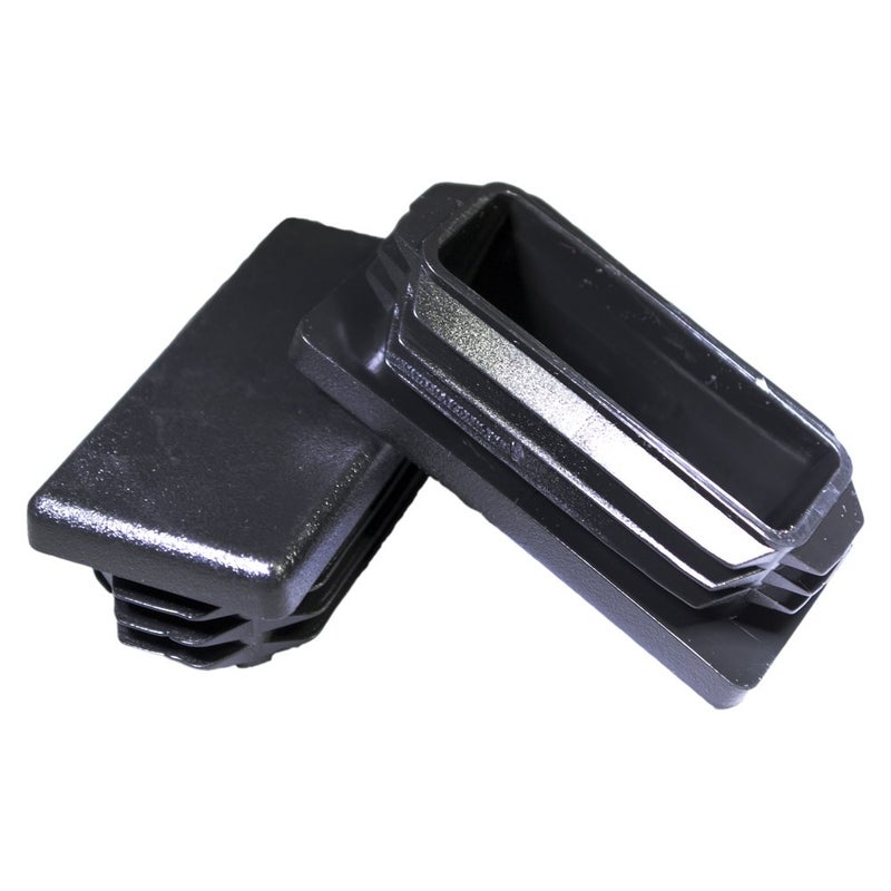 Prescott Plastics 1" x 2" Ribbed Plastic Hole Caps, Rectangular Black Metal Tubing End Caps, Strong Indoor Outdoor & Furniture Leg Inserts, Impact & Weather Resistant, Made in the USA - 4 Pack