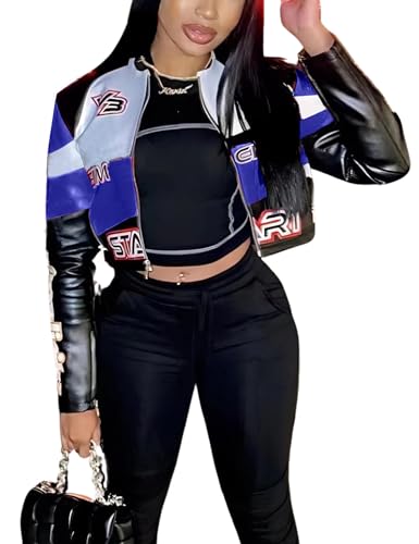 VOIKERDR Leather Jacket Women Zipper Moto Biker Short Leather Jacket Women Bomber Jacket Women Faux Leather Jacket - Image 1