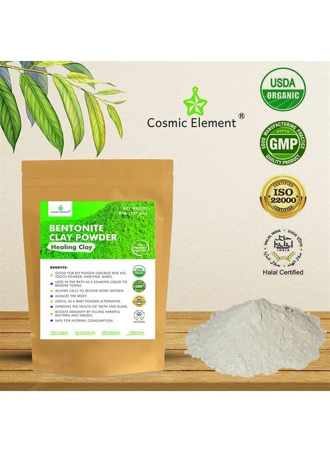 cosmic element - Calcium Bentonite Clay Powder, Vegan Bentonite Clay, Healing Clay for Face Mask Skin Care Detox, Clay Mask for Blackheads and Pores, 8 ounce - Image 1