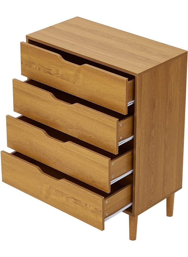 Wooden Storage Cabinet with 4 Drawers and Raised Legs, Home Organizer for Bedroom, Living Room and Entryway, Practical Storage Solution for Daily Essentials - Image 4
