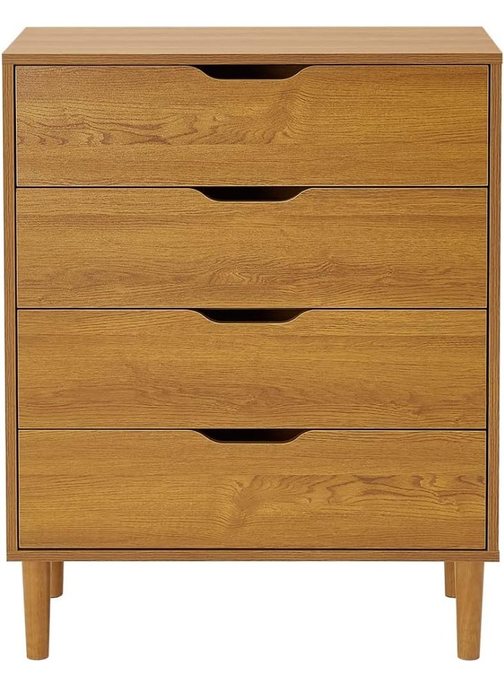 Wooden Storage Cabinet with 4 Drawers and Raised Legs, Home Organizer for Bedroom, Living Room and Entryway, Practical Storage Solution for Daily Essentials - Image 1