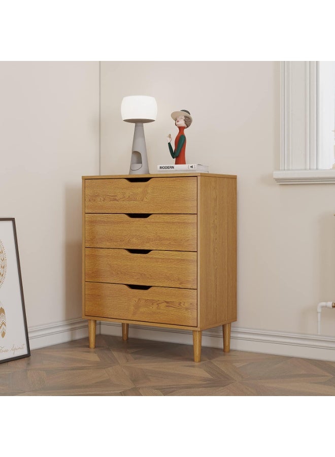 Wooden Storage Cabinet with 4 Drawers and Raised Legs, Home Organizer for Bedroom, Living Room and Entryway, Practical Storage Solution for Daily Essentials - Image 5