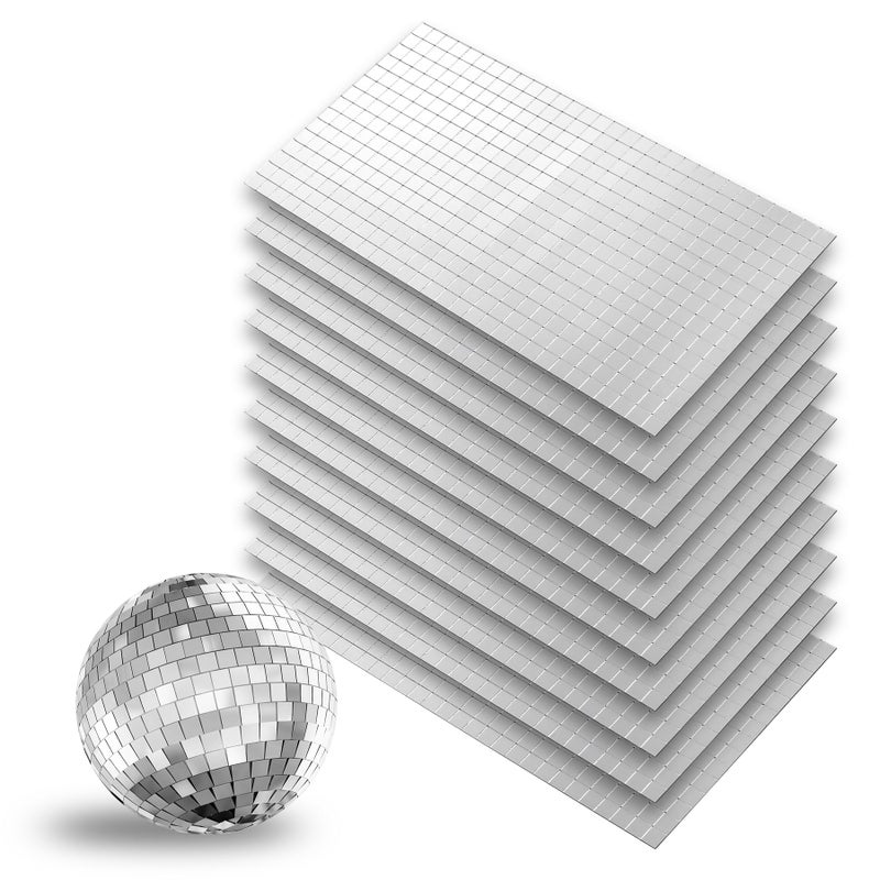 Mosaic Tiles 10 x 10 mm 4500 PCS SelfAdhesive Disco Tiles Silver Square Disco Ball Stickers for DIY Craft Party Decoration
