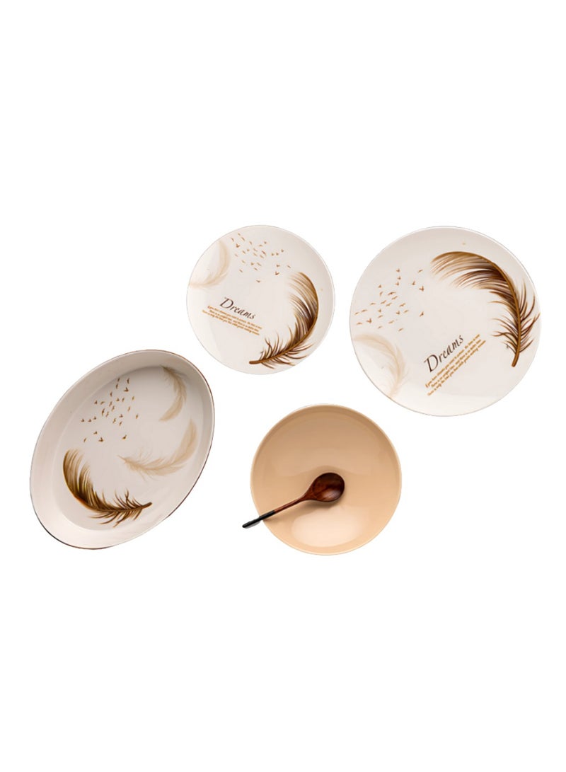 Lotus Fathi Mahmoud 19-Piece Marble Porcelain Dinner Set 