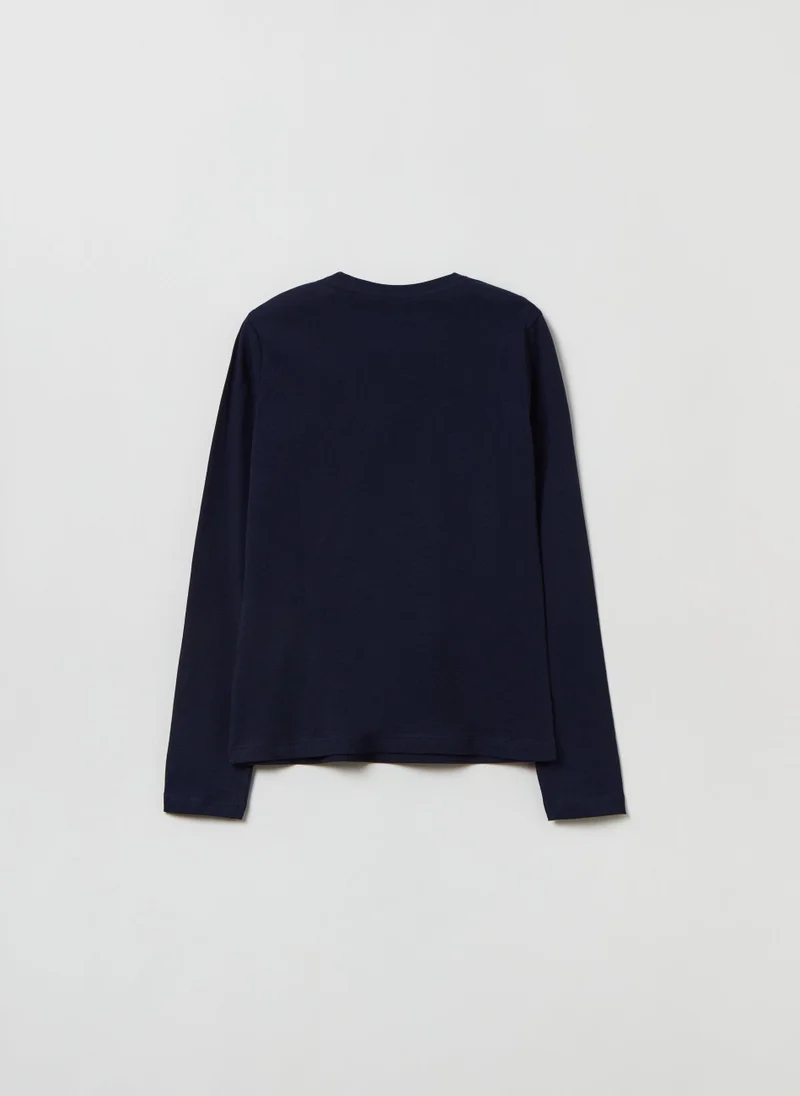 او في اس Long-Sleeved T-Shirt With Print