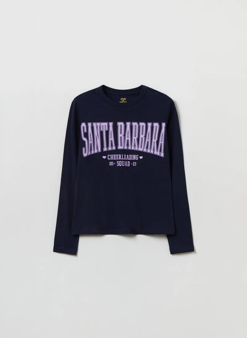 او في اس Long-Sleeved T-Shirt With Print