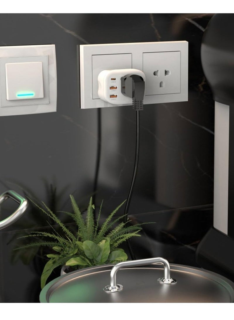 JAJEEK Type G Travel Converter Adapter with Universal Socket, 2 USB Ports & Type-C for Business, Holidays, Hotels & Airports – White - Image 2