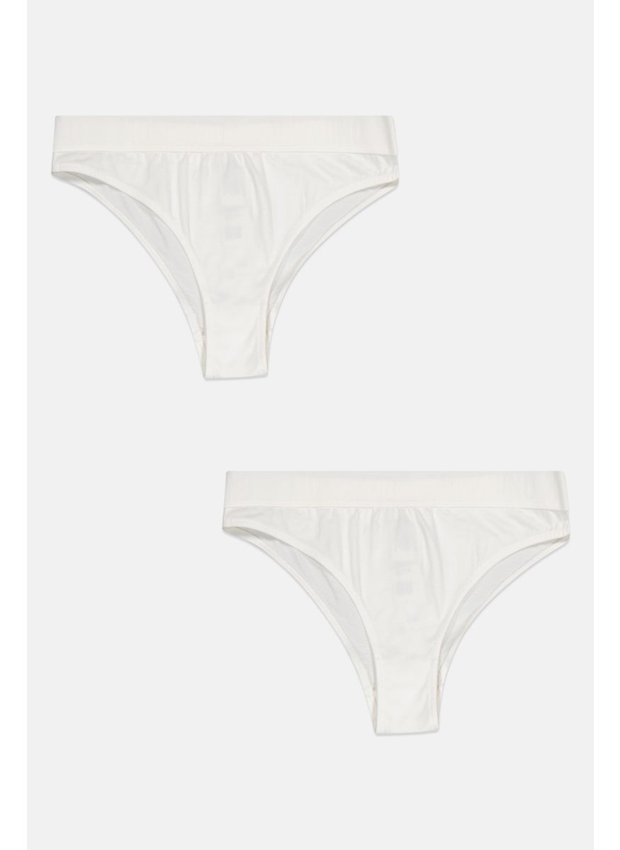 MOSCHINO Women 2 Pieces Brand Logo Hipster Briefs, White  - Image 1