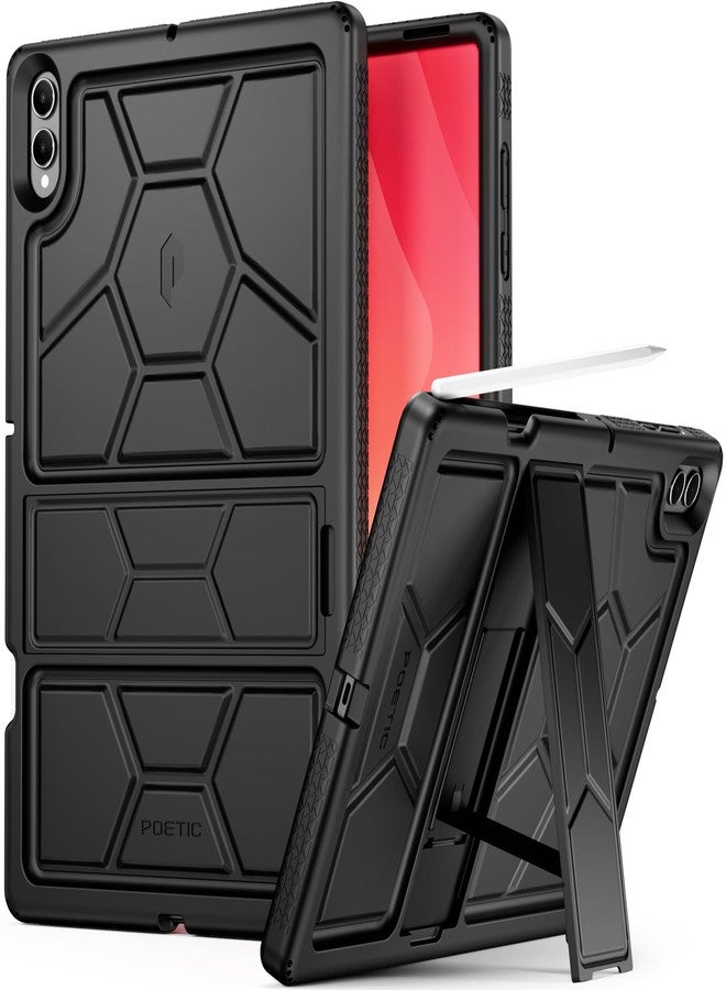 Poetic TurtleSkin Case for Samsung Galaxy Tab S11 Ultra (2025 Release) 14.6" with Kickstand & S Pen Holder, Heavy Duty Shockproof Kids Friendly Protective Silicone Cover, Black - Image 1