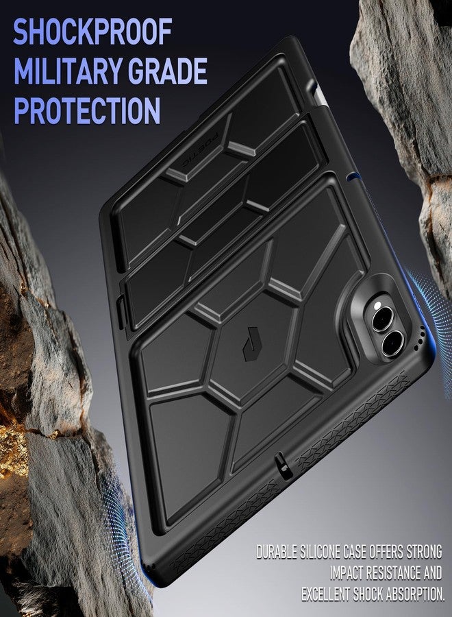 Poetic TurtleSkin Case for Samsung Galaxy Tab S11 Ultra (2025 Release) 14.6" with Kickstand & S Pen Holder, Heavy Duty Shockproof Kids Friendly Protective Silicone Cover, Black - Image 5