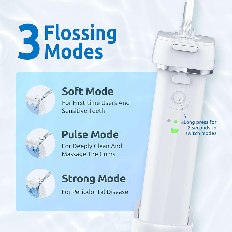 SYNHOPE Water Flosser [Mini Cordless Portable] Oral Irrigator Water Teeth Cleaner Pick, Telescopic Water Tank, 3 Modes & IPX7 Waterproof, Home & Travel Water Flossers for Teeth, Braces Bridges Care - Image 3