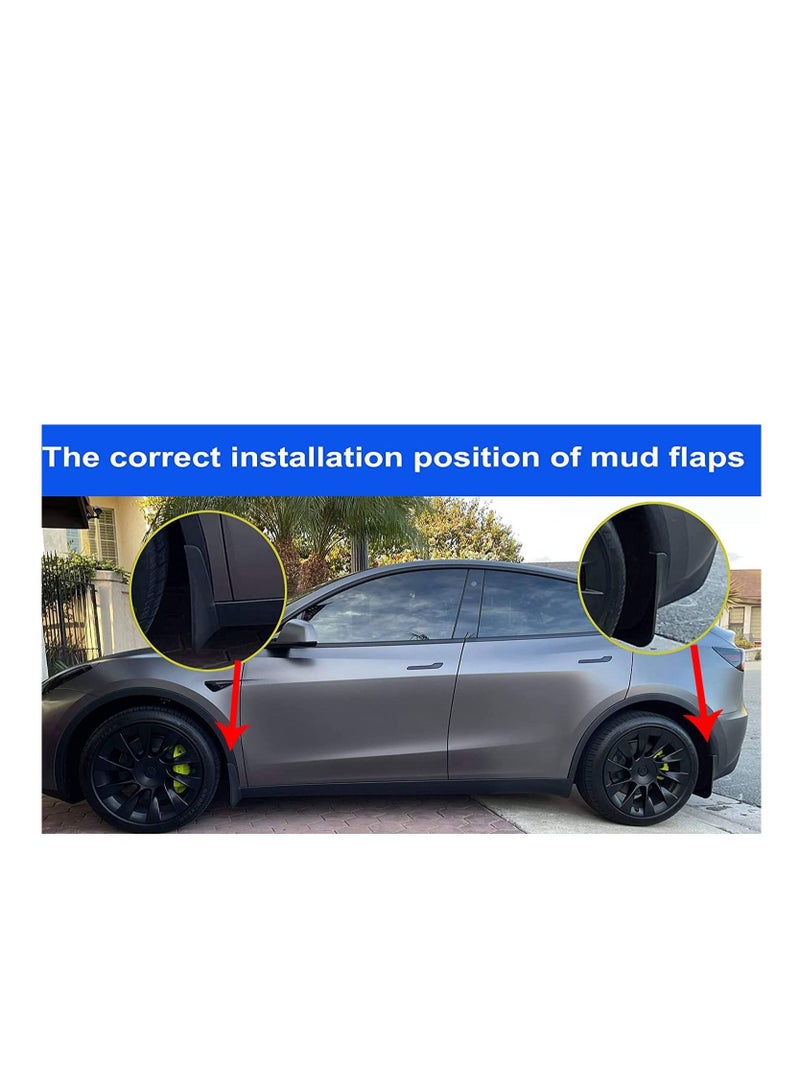 Y&D Car Mud Flaps Compatible with 2020 2021 2022 2023 Tesla Model Y Splash Guards Mudguard Mudflaps Accessories for Y, No Need to Drill Holes Set of 4  - Image 3