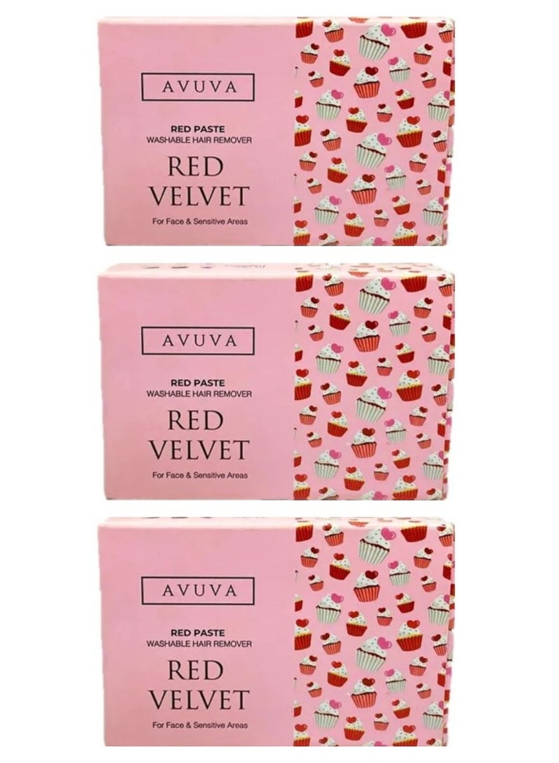 أفيفا ُثلاث قطع من مزيل الشعر القابل للغسل بمعجون أحمر مخملي للوجه والمناطق الحساسة