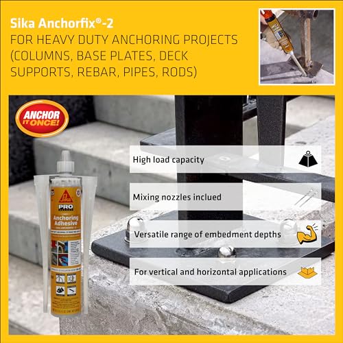 SIKA AnchorFix-2 Super Strength Anchoring Adhesive - Two-Component System for Threaded Rods in Concrete, 10.1 fl. oz - Fast Curing, Solvent-Free, High Load Capacity - Image 3