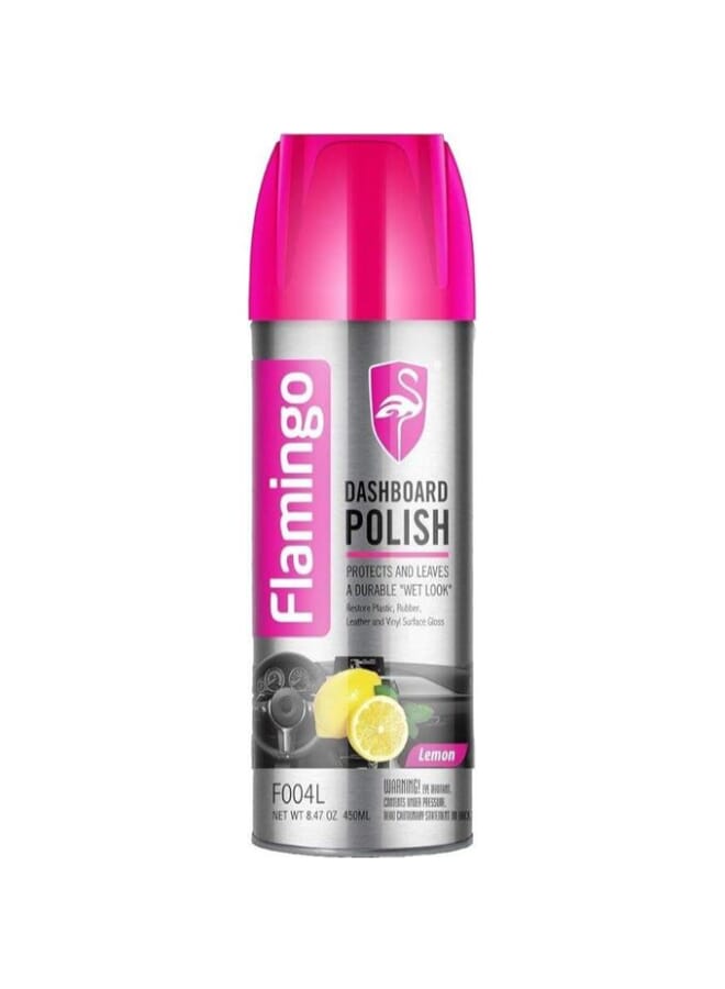 فلامنجو ملمع وعازل لوحة القيادة – ملمع تبلوه رائيحه ليمون  -يعيد تلميع الجلد والبلاستيك – حماية من الأشعة فوق البنفسجية – بدون مواد زيتية – 450 مل - Image 1